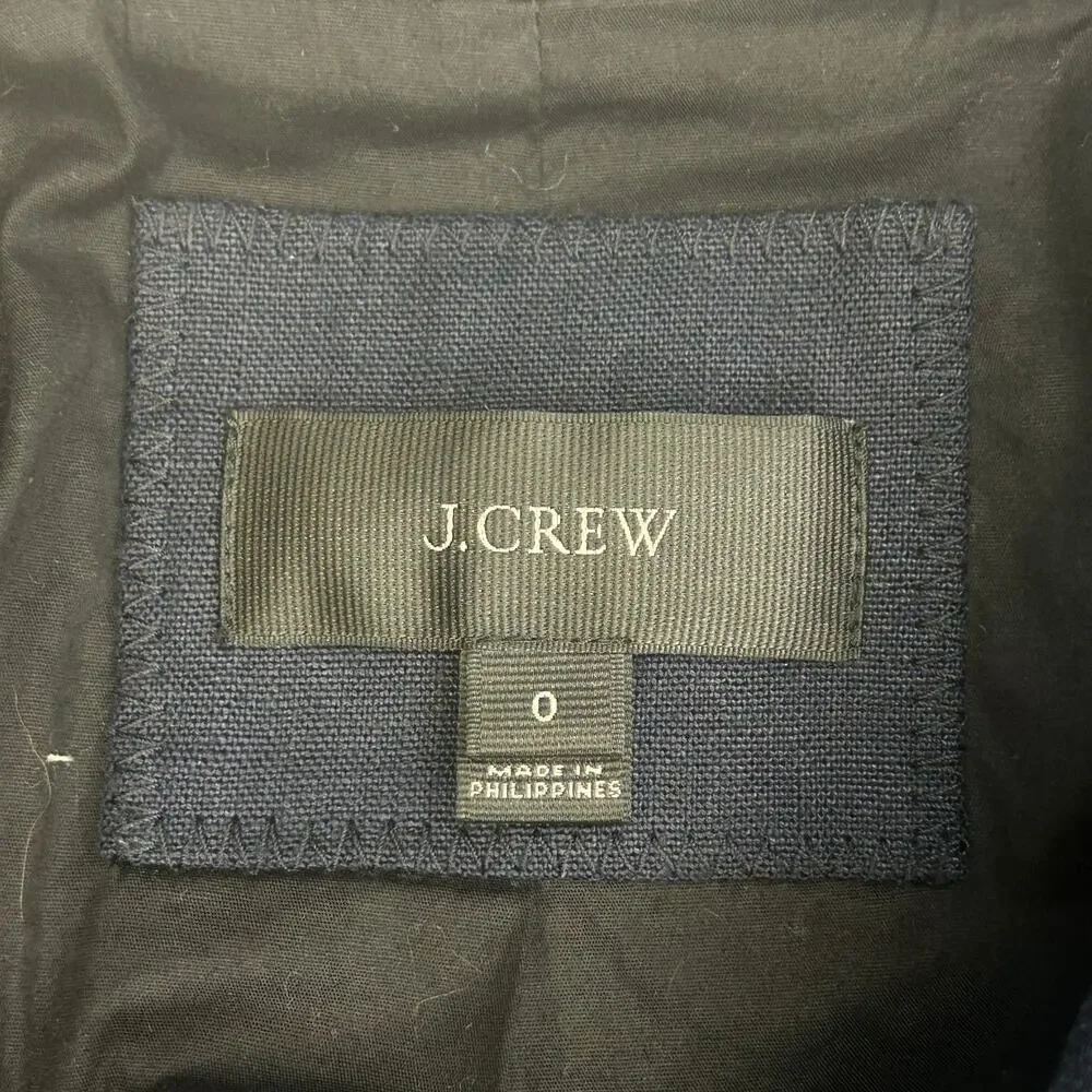 J. crew women's navy 100% linen one button blazer fully lined size 0